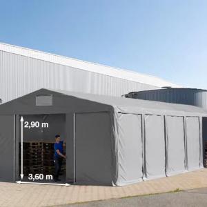 Professzionális raktársátor 8x16 m oldalmagasság 3,00m tolókapuval ponyva PVC szürke