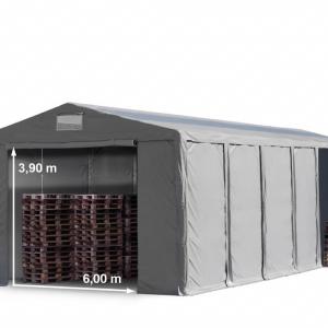 Professzionális raktársátor 8x24 m, 4 m oldalmagasság, PVC ponyva, szürke