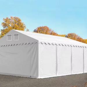Professzionális raktársátor és tárolósátor 5 × 8 m, 40 m² alapterülettel, 2,60 m oldalmagassággal, megerősített, horganyzott acélszerkezettel,  padlókerettel, két cipzáras bejárattal és PVC ponyvával