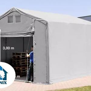Professzionális raktársátor ipari sátor 3x6m oldalmagasság  3,00 m felhúzható kapuval ponyva PVC szürke