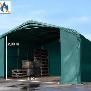 Professzionális raktársátor, ipari sátor, csarnoksátor 6x6x2,7m ajtó mérete 4,1x2,9 m, ponyva lángálló PVC  zöld