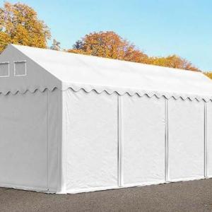 Professzionális raktársátor, tároló sátor 3x8m ponyva PVC fehér +2,6 m oldalfalmagasság erősített szerkezettel padlókerettel
