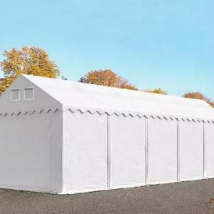 Professzionális raktársátor, tároló sátor 4x10m ponyva PVC oldalmagasság+2,6 m erősített szerkezettel fehér
