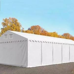 Professzionális raktársátor, tároló sátor 6x12m ponyva lángálló PVC fehér oldalmagasság +2,6 m erősített szerkezettel