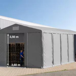 Professzionális raktársátor, tároló sátor 8x12m oldalmagasság 3,60 m ponyva PVC szürke (96m2)