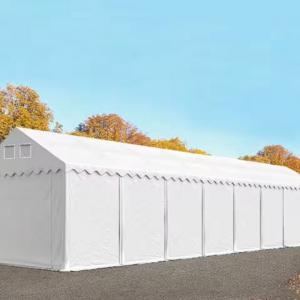 Professzionális raktársátor tárolósátor 4 × 16 m, 64 m², 2,60 m oldalmagassággal, megerősített horganyzott acélvázzal, padlókerettel, két cipzáras bejárattal  PVC ponyvával