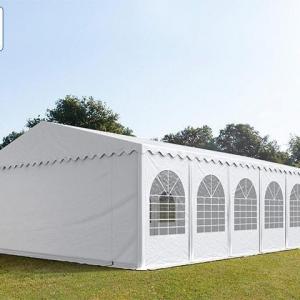 Professzionális rendezvénysátor 8x12m, ponyva lángálló PVC  fehér erősített szerkezettel (96m2)