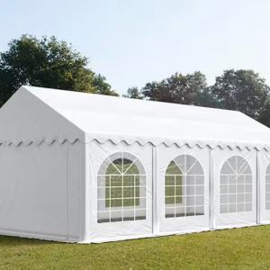 Professzionális rendezvénysátor és partisátor 4 × 8 m – erősített, horganyzott acélszerkezettel, padlókerettel és vízálló PVC ponyvával