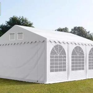 Professzionális rendezvénysátor parti sátor 6x6 m ponyva lángálló PVC oldalmagasság +2,6m erősített szerkezettel fehér (36m2)