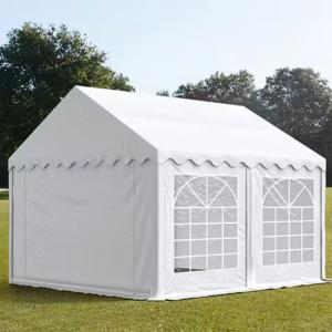 Professzionális rendezvénysátor, partisátor 3 × 3 m – 9 m², fehér, 100%-ban vízálló, erősített PVC ponyvával és extra stabil, teljesen horganyzott acélszerkezettel