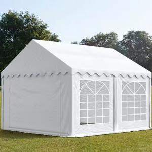 Professzionális rendezvénysátor, partisátor 3 × 4 m, 12 m², extra erős fehér PVC ponyvával, horganyzott acélszerkezettel