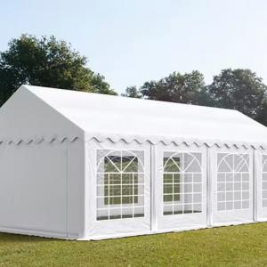 Professzionális rendezvénysátor, partisátor 4 × 8 m, 32 m², extra erős fehér PVC ponyvával és horganyzott acélszerkezettel