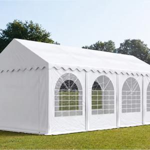 Professzionális rendezvénysátor, partisátor 4 × 8 m, 32 m², fehér PVC ponyvával, megerősített horganyzott acélszerkezettel, stabil padlókerettel és megerősített tetőszerkezettel