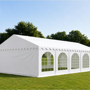 Professzionális rendezvénysátor, partisátor 5 × 10 m, 50 m², lángálló PVC ponyvával, teljesen horganyzott megerősített acélszerkezettel, extra tetőmerevítéssel és stabil padlókerettel