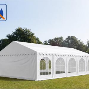 Professzionális rendezvénysátor, partisátor 6 × 10 m, lángálló PVC ponyvával, erősített horganyzott acélszerkezettel, padlókerettel, fehér – 60 m²