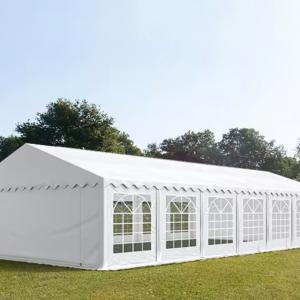 Professzionális rendezvénysátor, partisátor 6 × 14 m, 84 m², extra erős fehér PVC ponyvával,  horganyzott acélszerkezettel