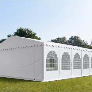 Professzionális rendezvénysátor, partisátor 8 × 12 m, 96 m², lángálló fehér PVC ponyvával, extra erős horganyzott acélszerkezettel, megerősített tetővel és stabil padlókerettel
