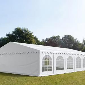 Professzionális rendezvénysátor, partisátor 8 × 12 m, 96 m², lángálló fehér PVC ponyvával, megerősített horganyzott acélszerkezettel és stabil padlókerettel