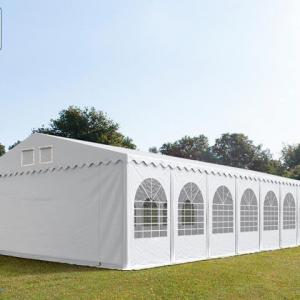 Professzionális tűzálló extra erős rendezvénysátor 7x24 m, ponyva PVC 550g/m2 fehér + 2,6m, erősített szerkezettel