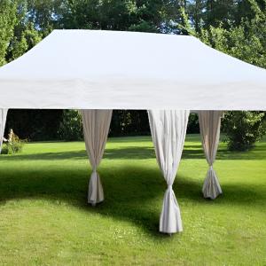 Profi Alumínium összecsukható esküvői pavilon, harmónika sátor rendezvénysátor 4x8 m ponyva PVC  260g/m² 6db oldalfüggönnyel fehér