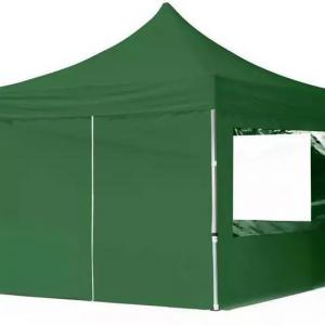PROFI alumínium pop-up összecsukható pavilon és rendezvénysátor 3 × 3 m, 9 m², zöld, vízálló PVC ponyvával, 4 db oldalfallal, 32 mm-es alumíniumvázzal, ollómechanikával és állítható magassággal