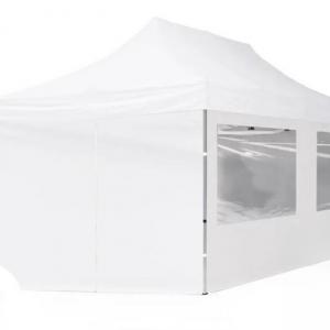 PROFI alumínium pop-up összecsukható pavilon és rendezvénysátor 3 × 6 m, 18 m², fehér, 100%-ban vízálló PVC-bevonatú ponyvával, alumíniumvázzal, ollómechanikával és állítható magassággal