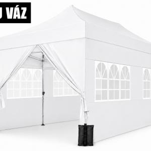 PROFI Alumínium Pop-up összecsukható pavilon rendezvénysátor 3x6m ponyva  extra erős 500D Oxford szövet fehér + Tartozék homokzsák
