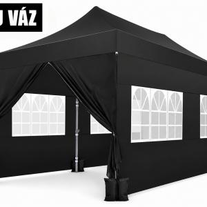 PROFI Alumínium Pop-up összecsukható pavilon rendezvénysátor 3x6m ponyva  extra erős 500D Oxford szövet fekete + Tartozék homokzsák