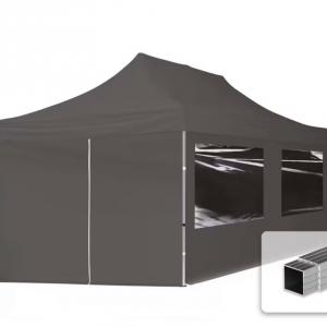 PROFI Alumínium  pop-up összecsukható pavilon rendezvénysátor 3x6m ponyva PVC   4db oldalfallal szürke