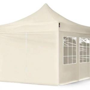 PROFI  Pop-up összecsukható pavilon, rendezvénysátor 3x3 m, ponyva PVC  vázszerkezet 30mm acél,  4db oldalfal krém színben