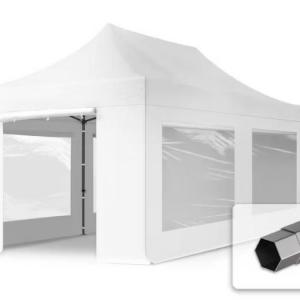 PROFI Pop-up összecsukható pavilon rendezvénysátor 3x6m ponyva PVC 4db oldalfallal, acélszerkezettel, ablakkal