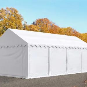 Raktársátor, ipari sátor, tárolósátor 4 × 8 m – 32 m², erős PVC ponyvával, horganyzott acélvázzal, 100% vízálló kivitelben