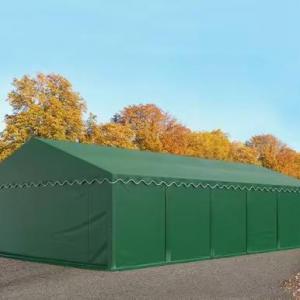 Raktársátor tároló ipari sátor 6x12 m ponyva PVC sötétzöld erősített szerkezettel, padlókerettel