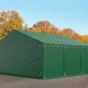 Raktársátor, tárolósátor 5 × 6 m – 30 m², zöld PVC ponyvával, padlókerettel és megerősített horganyzott acélszerkezettel