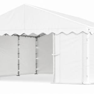 Raktársátor, tárolósátor 6 × 6 m – 36 m², PE  fehér  ponyvával, horganyzott acélvázzal