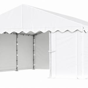 Raktársátor, tárolósátor, garázssátor 5 × 6 m – 30 m², 240 g/m² PE fehér ponyvával, horganyzott acélvázzal