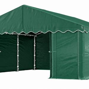Raktársátor, tárolósátor, garázssátor 5 × 6 m – 30 m², 240 g/m² PE zöld ponyvával, horganyzott acélvázzal