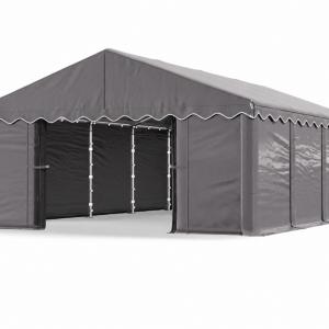 Raktársátor, tárolósátor, ipari sátor 5 × 8 m – 40 m², erős PE ponyvával, horganyzott acélvázzal szürke