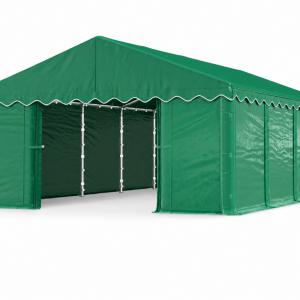 Raktársátor, tárolósátor, ipari sátor 5 × 8 m – 40 m², erős PE ponyvával, horganyzott acélvázzal zöld