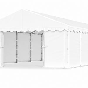Raktársátor, tárolósátor, műhelysátor 6 × 12 m – 72 m², fehér PE ponyvával és megerősített horganyzott acélvázzal