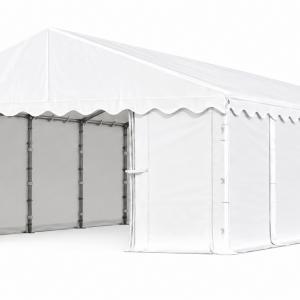 Raktársátor, tárolósátor, műhelysátor 6 × 12 m – 72 m²,PE ponyvával, korrózióvédett horganyzott acélvázzal, Ø38 mm-es csövekkel és megerősített csatlakozókkal fehér