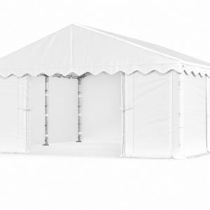 Raktársátor, tárolósátor, nyári sátor 3 × 5 m – 15 m², 240 g/m² PE fehér ponyvával, horganyzott acélvázzal
