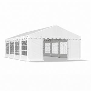 Rendezvénysátor 4 × 8 m – 32 m² alapterület, PE fehér ponyvával és horganyzott acélvázzal