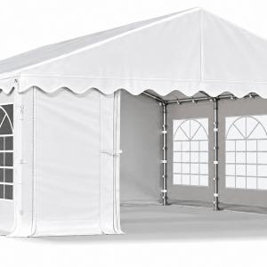 Rendezvénysátor, partysátor 3 × 6 m – 18 m², 240 g/m² PE ponyvával, horganyzott acélvázzal, Ø38 mm / 1,2 mm csövekkel, Ø42 mm / 1,3 mm csatlakozóelemekkel, fehér