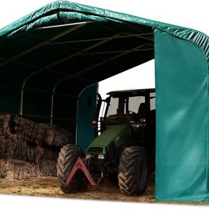 Takarmánytároló, állattaró sátor sátorgarázs 6x6m  ponyva tűzálló PVC  talajrögzítéssel