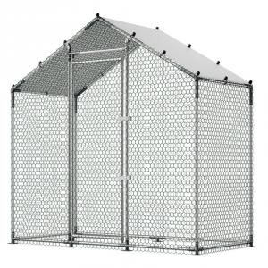 Tyúkketrec, tyúkól fedéllel, etetőnyílással  – Horganyzott acélból, 200x100x200 cm (4-6 csirke részre)