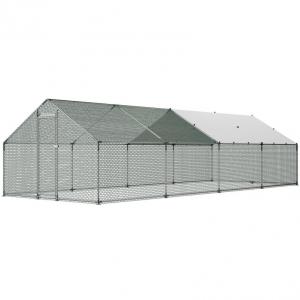 Tyúkketrec, tyúkól tetővel, biztonsági zárral – 300 × 800 × 200 cm (50-70 tyúk részére)