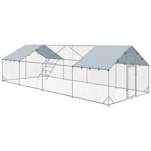 Tyúkól fedett kifutóval és UV-álló tetővel, létrával, ülőrúddal 300 × 800 × 195 cm, 24–30 tyúk részére