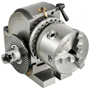 Univerzális precíziós osztófej 100 mm középmagassággal, 4″ 3 pofás tokmánnyal, MT2 szegnyereggel, 1:40 áttétellel