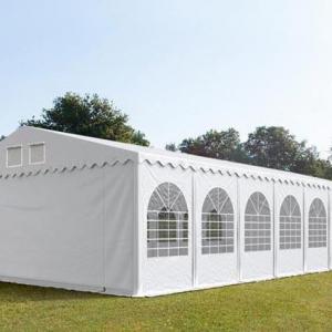 XXL Professzionális extra erős rendezvénysátor 8x24 m ponyva PVC fehér +2,6 m oldalmagasság, erősített szerkezet (192 m2)